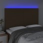 vidaXL Cabecero con luces LED tela marrón oscuro 144x5x118/128 cm vidaXL Cabecero con luces LED tela marrón oscuro 144x5x118/128 cm