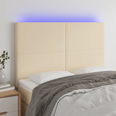 vidaXL Cabecero con luces LED tela crema 144x5x118/128 cm