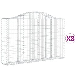 vidaXL Cestas de gaviones 8 uds forma de arco hierro 200x30x120/140 cm