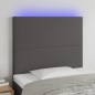 vidaXL Cabecero con luces LED cuero sintético gris 80x5x118/128 cm vidaXL Cabecero con luces LED cuero sintético gris 80x5x118/128 cm