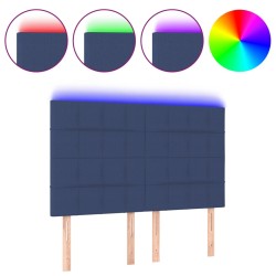 vidaXL Cabecero con luces LED tela azul 144x5x118/128 cm