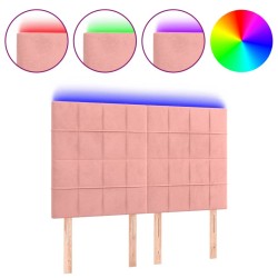 vidaXL Cabecero con luces LED terciopelo rosa 144x5x118/128 cm