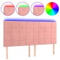 vidaXL Cabecero con luces LED terciopelo rosa 180x5x118/128 cm