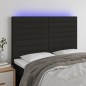 vidaXL Cabecero con luces LED tela negro 144x5x118/128 cm vidaXL Cabecero con luces LED tela negro 144x5x118/128 cm