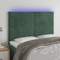 vidaXL Cabecero con luces LED terciopelo verde oscuro 144x5x118/128 cm vidaXL Cabecero con luces LED terciopelo verde oscuro 144x5x118/128 cm