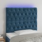 vidaXL Cabecero con luces LED terciopelo azul oscuro 90x7x118/128 cm