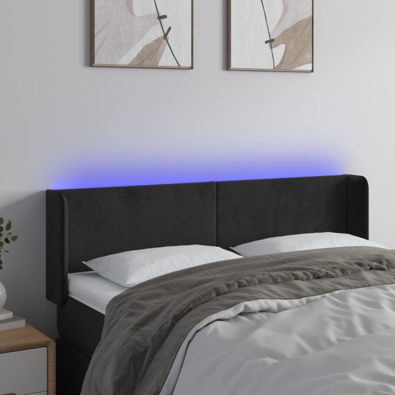 vidaXL Cabecero con LED de terciopelo negro 147x16x78/88 cm vidaXL Cabecero con LED de terciopelo negro 147x16x78/88 cm