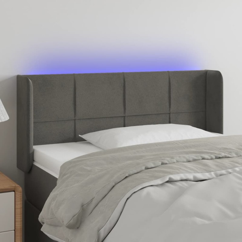 vidaXL Cabecero con LED de terciopelo gris oscuro 103x16x78/88 cm vidaXL Cabecero con LED de terciopelo gris oscuro 103x16x78/88 cm