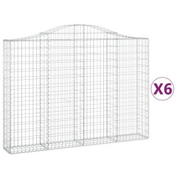 vidaXL Cestas gaviones 6 uds forma de arco hierro 200x30x140/160 cm