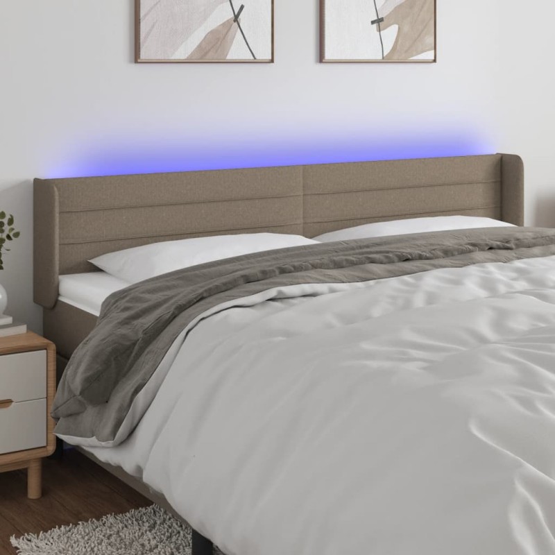 vidaXL Cabecero con LED de tela gris taupe 183x16x78/88 cm vidaXL Cabecero con LED de tela gris taupe 183x16x78/88 cm
