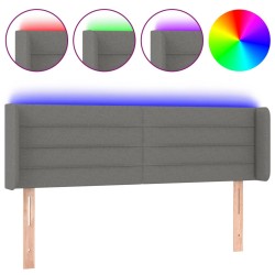 vidaXL Cabecero con LED de tela gris oscuro 147x16x78/88 cm