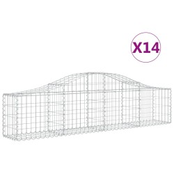 vidaXL Cestas de gaviones 14 uds forma de arco hierro 200x30x40/60 cm