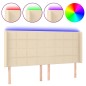 vidaXL Cabecero con LED de tela color crema 203x16x118/128 cm vidaXL Cabecero con LED de tela color crema 203x16x118/128 cm