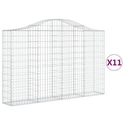 vidaXL Cestas gaviones 11 uds forma de arco hierro 200x30x120/140 cm