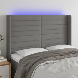 vidaXL Cabecero con LED de tela gris oscuro 147x16x118/128 cm