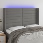 vidaXL Cabecero con LED de tela gris oscuro 147x16x118/128 cm vidaXL Cabecero con LED de tela gris oscuro 147x16x118/128 cm