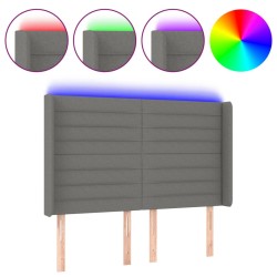 vidaXL Cabecero con LED de tela gris oscuro 147x16x118/128 cm