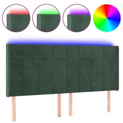 vidaXL Cabecero con LED de terciopelo verde oscuro 183x16x118/128 cm