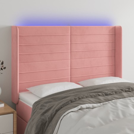 vidaXL Cabecero con LED de terciopelo rosa 147x16x118/128 cm
