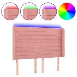 vidaXL Cabecero con LED de terciopelo rosa 147x16x118/128 cm