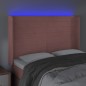 vidaXL Cabecero con LED de terciopelo rosa 147x16x118/128 cm