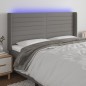 vidaXL Cabecero con LED de tela gris oscuro 183x16x118/128 cm