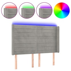 vidaXL Cabecero con LED de terciopelo gris claro 147x16x118/128 cm