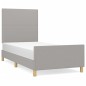 vidaXL Estructura de cama con cabecero de tela gris claro 90x200 cm vidaXL Estructura de cama con cabecero de tela gris claro 90x200 cm