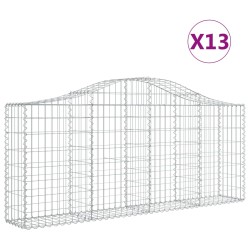 vidaXL Cestas de gaviones 13 uds forma de arco hierro 200x30x80/100 cm