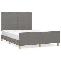 vidaXL Estructura de cama con cabecero de tela gris oscuro 140x200 cm