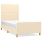 vidaXL Estructura de cama con cabecero de tela color crema 90x200 cm