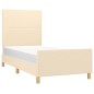 vidaXL Estructura de cama con cabecero de tela color crema 90x200 cm