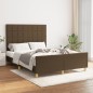 vidaXL Estructura de cama con cabecero de tela marrón oscuro 140x190cm vidaXL Estructura de cama con cabecero de tela marrón oscuro 140x190cm