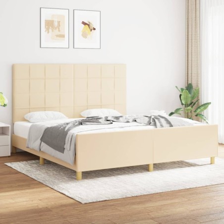 vidaXL Estructura de cama con cabecero de tela color crema 180x200 cm