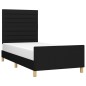 vidaXL Estructura de cama con cabecero de tela negro 90x200 cm