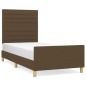vidaXL Estructura de cama con cabecero de tela marrón oscuro 90x190 cm vidaXL Estructura de cama con cabecero de tela marrón oscuro 90x190 cm