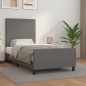vidaXL Estructura de cama con cabecero cuero sintético gris 90x200 cm