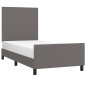 vidaXL Estructura de cama con cabecero cuero sintético gris 90x200 cm