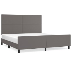 vidaXL Estructura de cama con cabecero cuero sintético gris 180x200cm