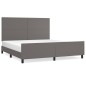 vidaXL Estructura de cama con cabecero cuero sintético gris 180x200cm vidaXL Estructura de cama con cabecero cuero sintético gris 180x200cm