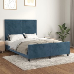vidaXL Estructura cama con cabecero terciopelo azul oscuro 140x200 cm