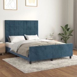 vidaXL Estructura cama con cabecero terciopelo azul oscuro 140x200 cm