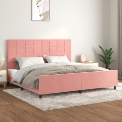 vidaXL Estructura de cama con cabecero de terciopelo rosa 200x200 cm
