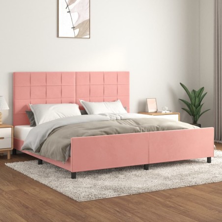 vidaXL Estructura de cama con cabecero de terciopelo rosa 200x200 cm