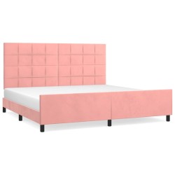 vidaXL Estructura de cama con cabecero de terciopelo rosa 200x200 cm