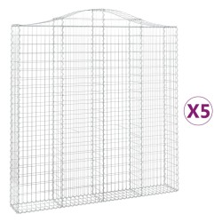 vidaXL Cestas de gaviones 5 uds forma de arco hierro 200x30x200/220 cm