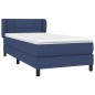 vidaXL Cama box spring con colchón tela azul 90x200 cm