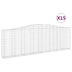 vidaXL Cestas de gaviones 15 uds forma de arco hierro 400x30x120/140cm