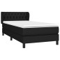 vidaXL Cama box spring con colchón tela negro 90x190 cm