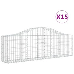 vidaXL Cestas de gaviones 15 uds forma de arco hierro 200x30x60/80 cm